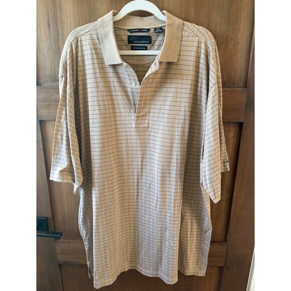 Greg Norman Other - Greg Norman Men's Polo Big & Tall Size 2XLT XXL Tall Beige Plaid Casual